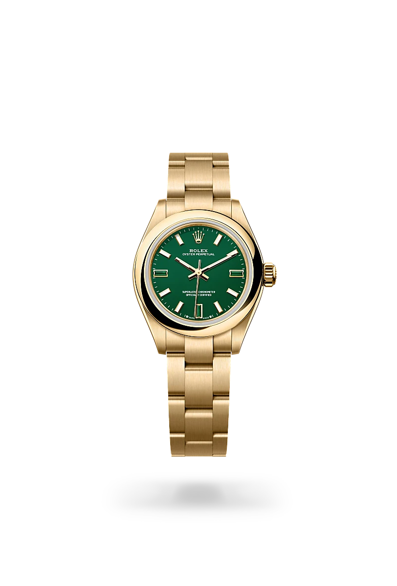 rolex Oyster Perpetual in 18 kt yellow gold, M276208-0002 - underwood jewelers