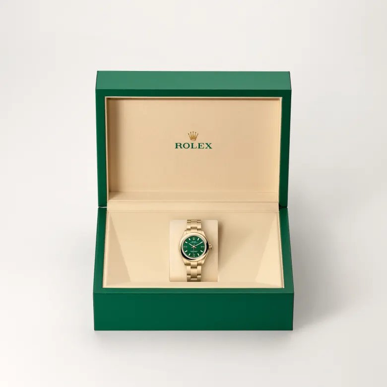 rolex Oyster Perpetual in 18 kt yellow gold, M276208-0002 - underwood jewelers