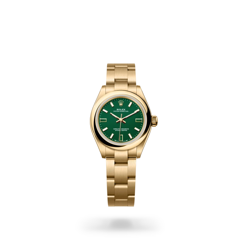 rolex Oyster Perpetual in 18 kt yellow gold, M276208-0002 - underwood jewelers