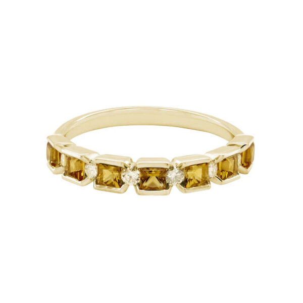 Citrine & Diamond Birthstone Band Ring