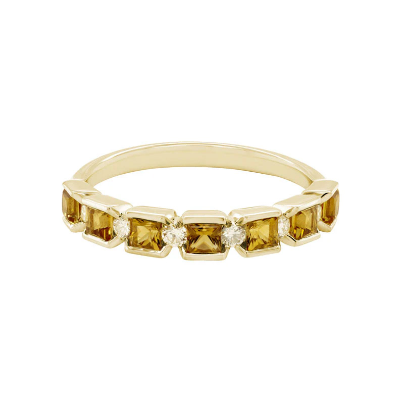 Citrine & Diamond Birthstone Band Ring