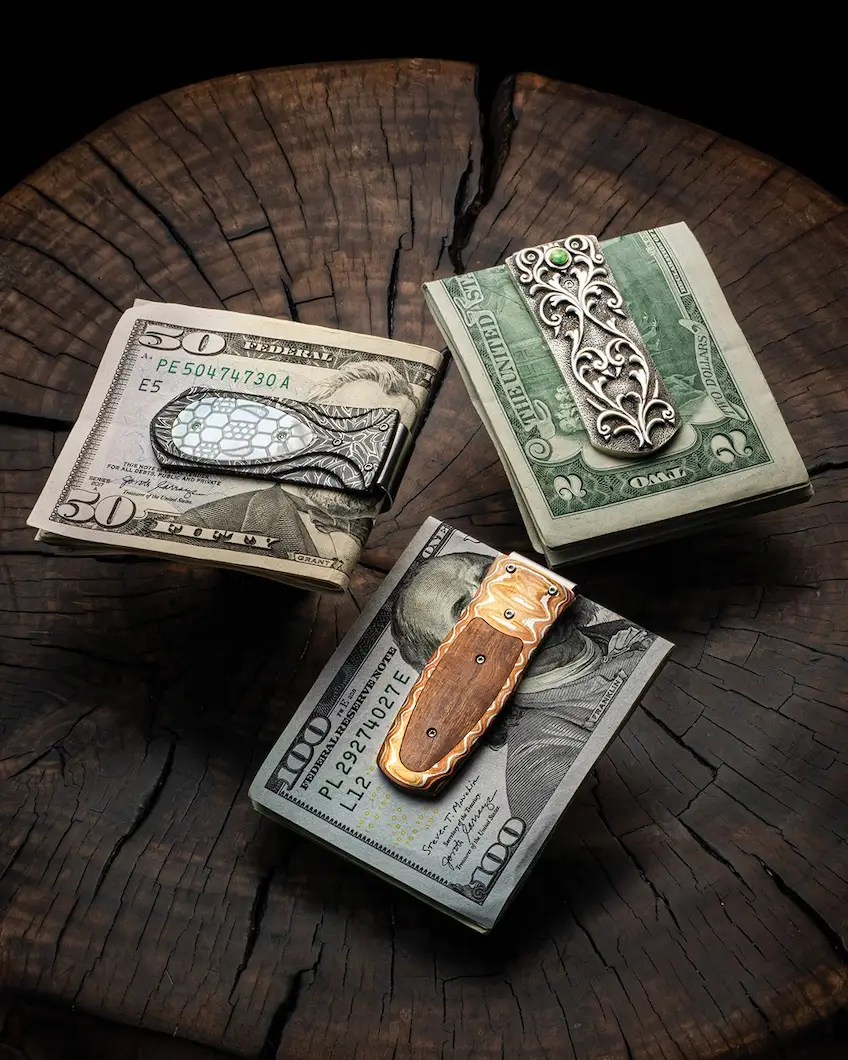 assorted William Henry money clips at Underwood Jewelers