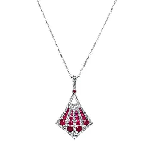 ART DECO RUBY & DIAMOND NECKLACE