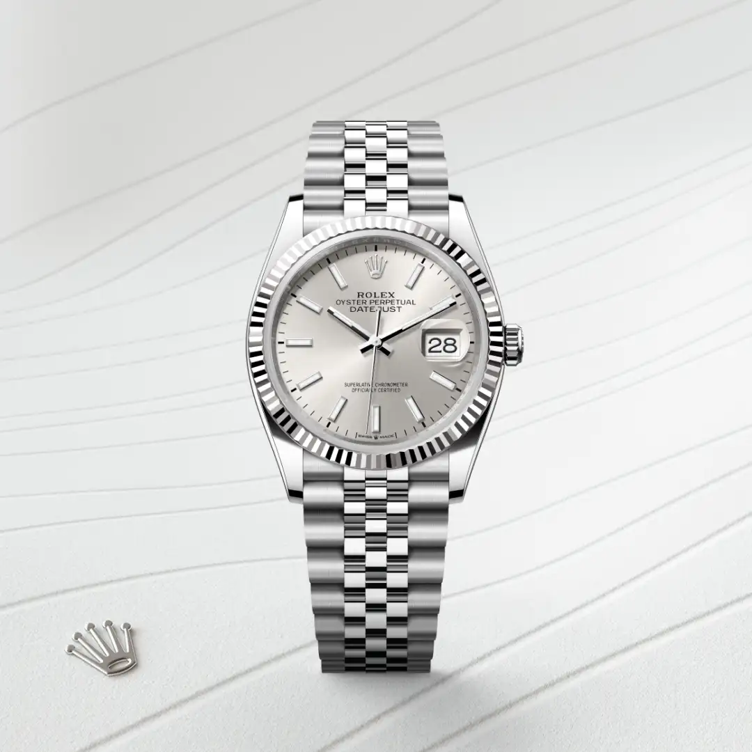rolex Datejust in White Rolesor - combination of Oystersteel and white gold, M126234-0013 - Underwood Jewelers
