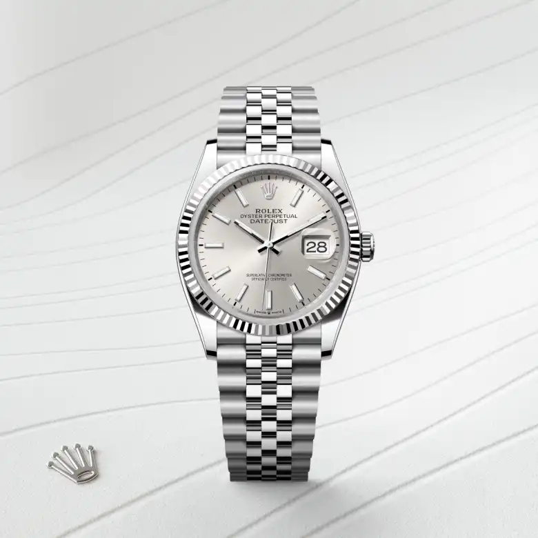 rolex Datejust in White Rolesor - combination of Oystersteel and white gold, M126234-0013 - Underwood Jewelers