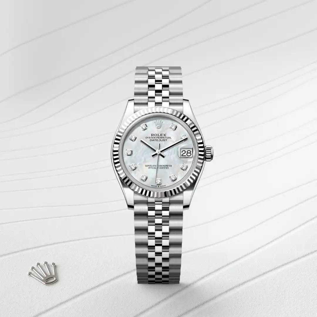 rolex Datejust in White Rolesor - combination of Oystersteel and white gold, M278274-0006 - Underwood Jewelers