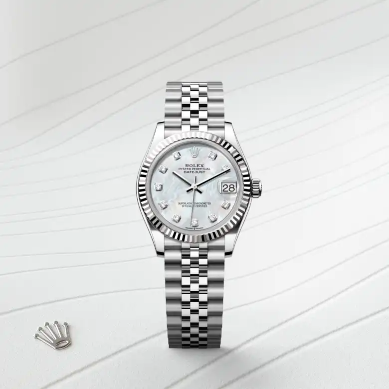 rolex Datejust in White Rolesor - combination of Oystersteel and white gold, M278274-0006 - Underwood Jewelers