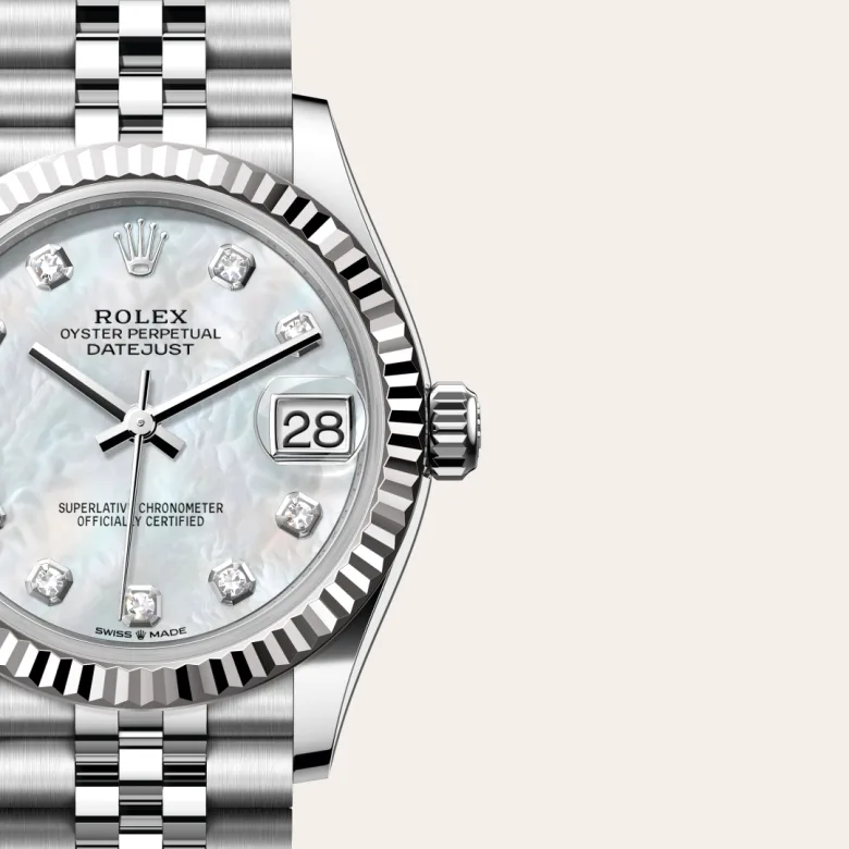rolex Datejust in White Rolesor - combination of Oystersteel and white gold, M278274-0006 - Underwood Jewelers