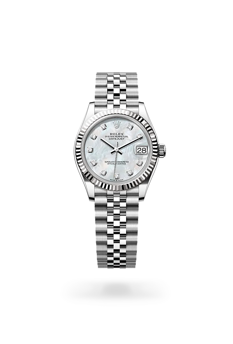 rolex Datejust in White Rolesor - combination of Oystersteel and white gold, M278274-0006 - Underwood Jewelers