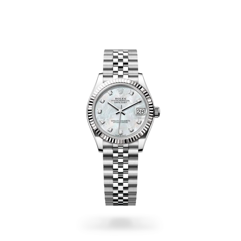 rolex Datejust in White Rolesor - combination of Oystersteel and white gold, M278274-0006 - Underwood Jewelers