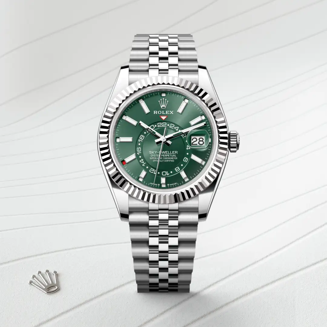 rolex Sky-Dweller in White Rolesor - combination of Oystersteel and white gold, M336934-0002 - Underwood Jewelers