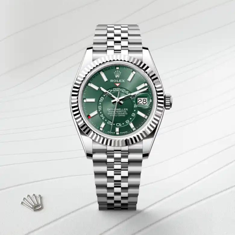 rolex Sky-Dweller in White Rolesor - combination of Oystersteel and white gold, M336934-0002 - Underwood Jewelers