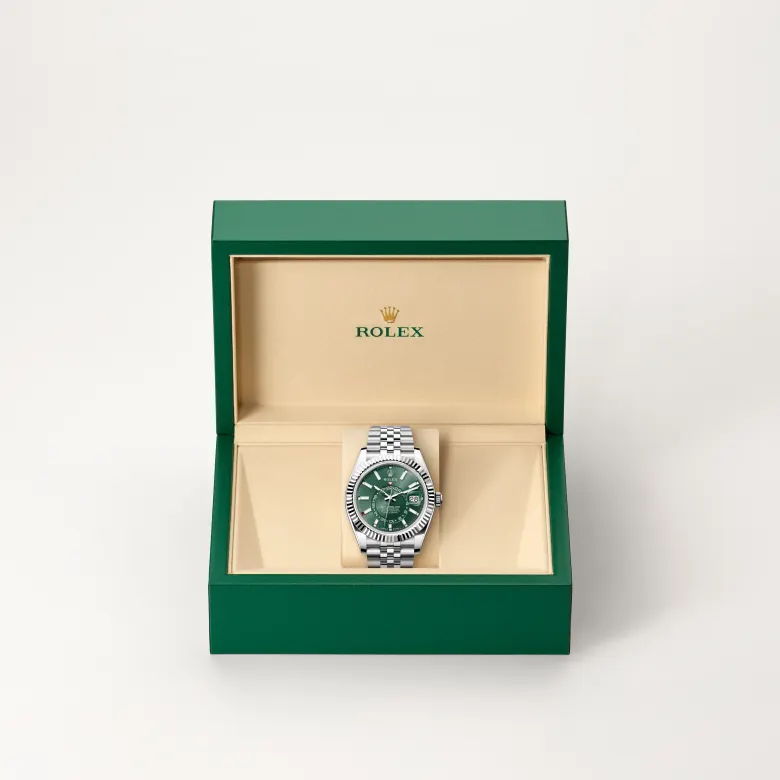 rolex Sky-Dweller in White Rolesor - combination of Oystersteel and white gold, M336934-0002 - Underwood Jewelers
