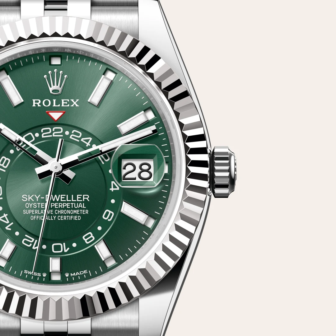 rolex Sky-Dweller in White Rolesor - combination of Oystersteel and white gold, M336934-0002 - Underwood Jewelers