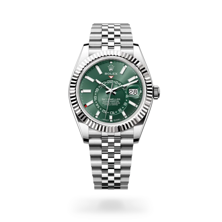 rolex Sky-Dweller in White Rolesor - combination of Oystersteel and white gold, M336934-0002 - Underwood Jewelers