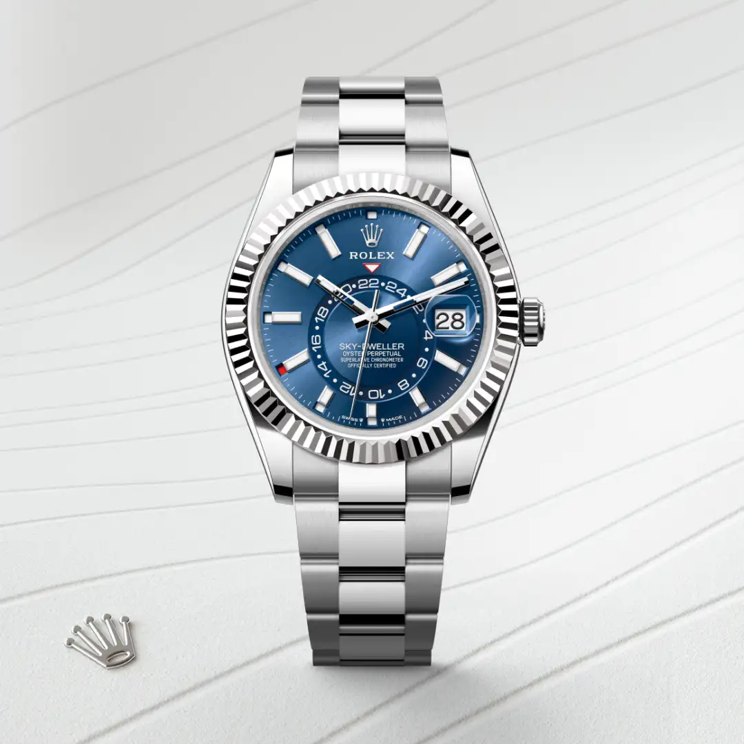 rolex Sky-Dweller in White Rolesor - combination of Oystersteel and white gold, M336934-0005 - Underwood Jewelers