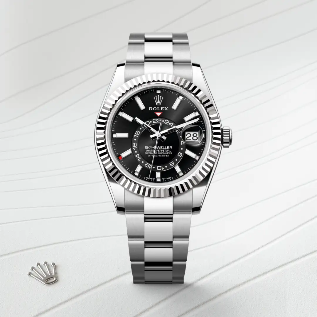 rolex Sky-Dweller in White Rolesor - combination of Oystersteel and white gold, M336934-0007 - Underwood Jewelers