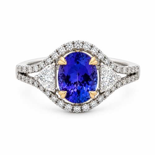 Oval Tanzanite & Diamond Ring
