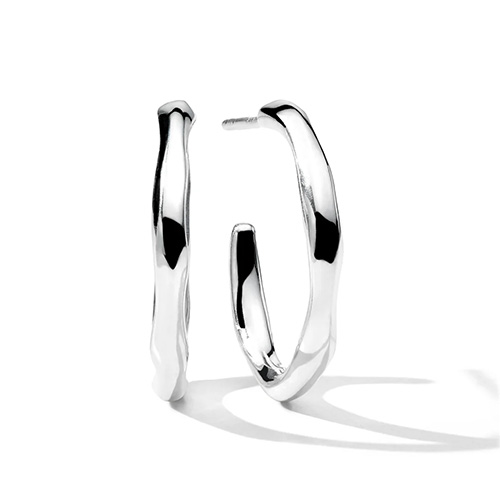 Sterling Silver Sculpted Hoop Earrings
