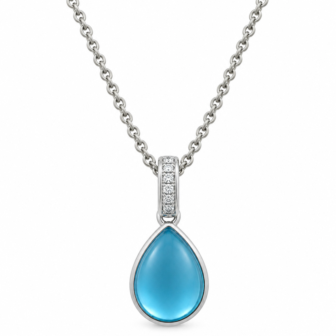 Sterling Silver Blue Topaz Teardrop Pendant