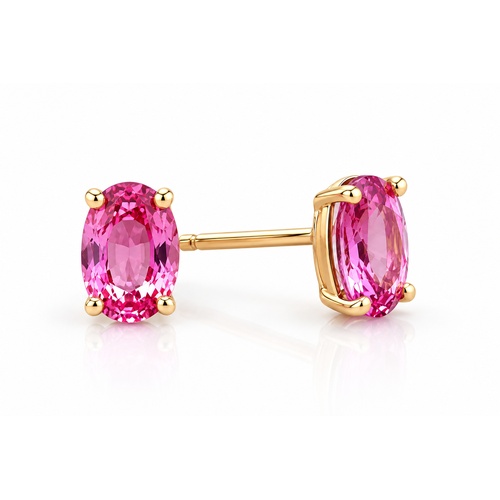 Oval Pink Sapphire Studs